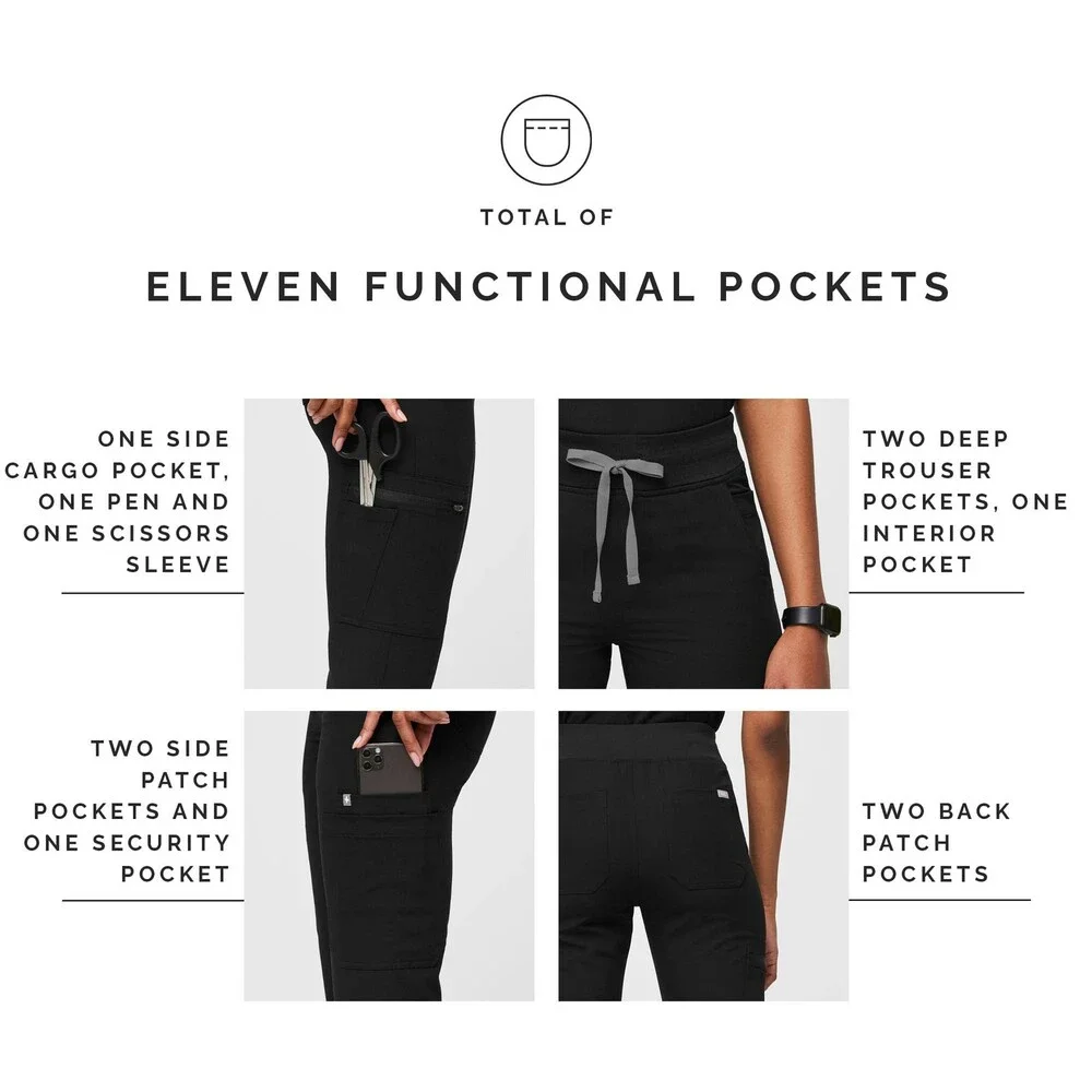 FIGS Women's Black YOLA High Waisted Skinny Scrub Pants Petite PETITE, SMALL